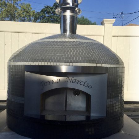 Nardona Napoli in grey glass tile with white striped.