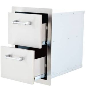 Lion Premium Barbecue offers double drawers to be paired with their grills, or installed in an outdoor kitchen designed by Forno Nardona.