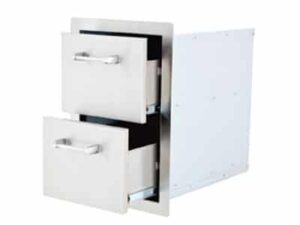 Lion BBQ offers double drawers to be paired with their grills, or installed in an outdoor kitchen designed by Forno Nardona.