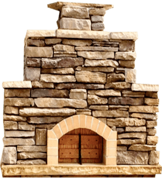 The Nardona Firenze is one of our most impressive wood fired pizza ovens. In this picture it has a beautiful light stone with a stone roof and mantel and a wooden door.