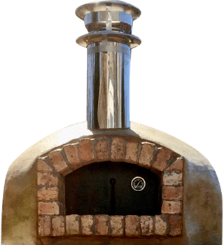 The Nardona Rustico Wood Fired Oven with Tan Stucco and Chicago Brick front