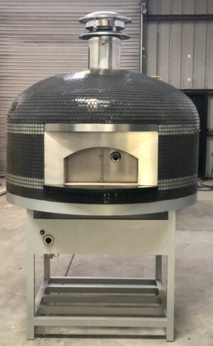 Forno Nardona Napoli oven with blank stainless face plate in grey with white triple stripes.