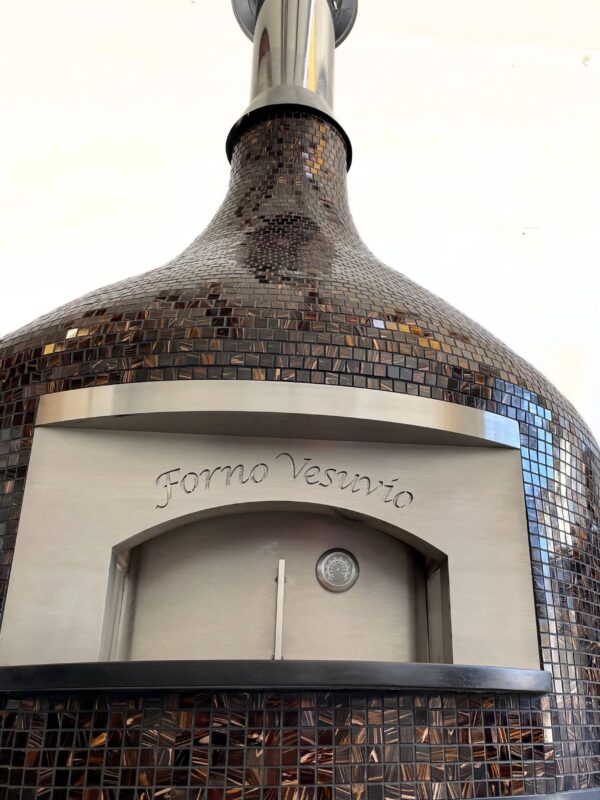 2023 Forno Nardona Vesuvio in copper tile view from the bottom up towards the pipe