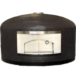 48" Commercial Napoli in Black Raven Penny Tiles with a clean stainless faceplate is an excellent example of our commercial pizza ovens.