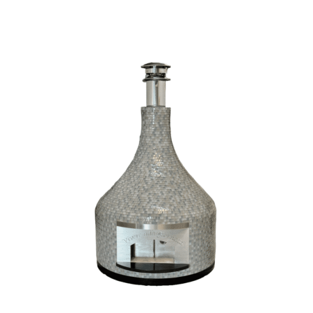 Forno Nardona Vesuvio pizza oven with a light colored meadow mix tile.