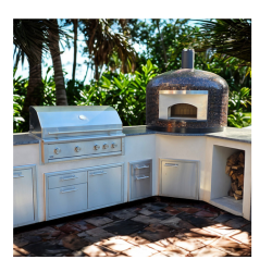 Nardona Napoli Pizza Kitchen with Grill and a Copper Tiled Napoli Oven in a tropical setting.